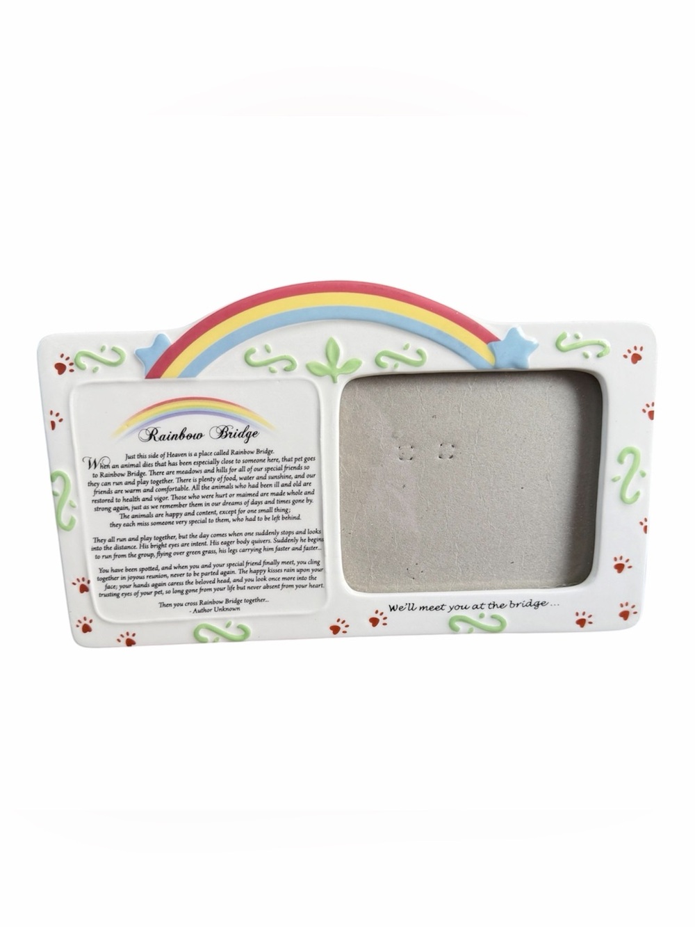 Pet Bereavement Photo Frame Rainbow Bridge Poem Ceramic Landscape Dog Cat